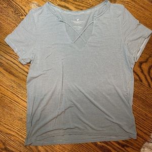 American Eagle tee with criss cross at the front